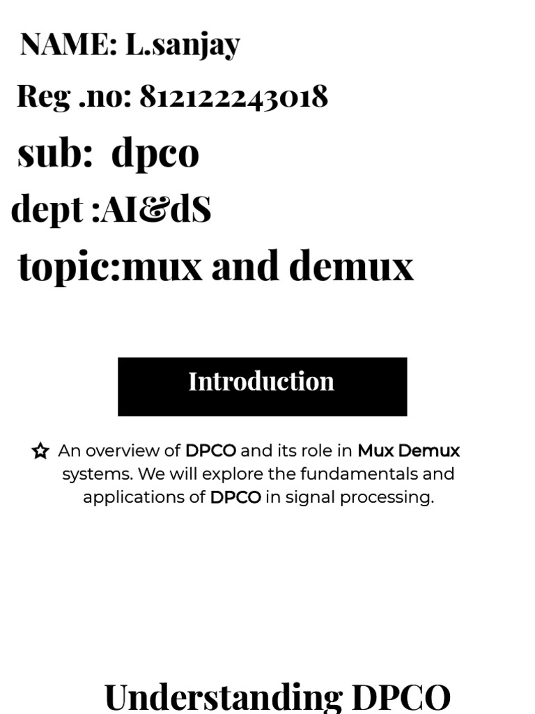 CS3351 PPT Seminar - Mux - Demux 26-12-23 | PDF