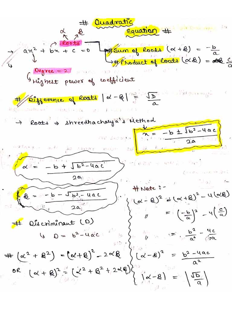 Quadratic Equation NDA | PDF