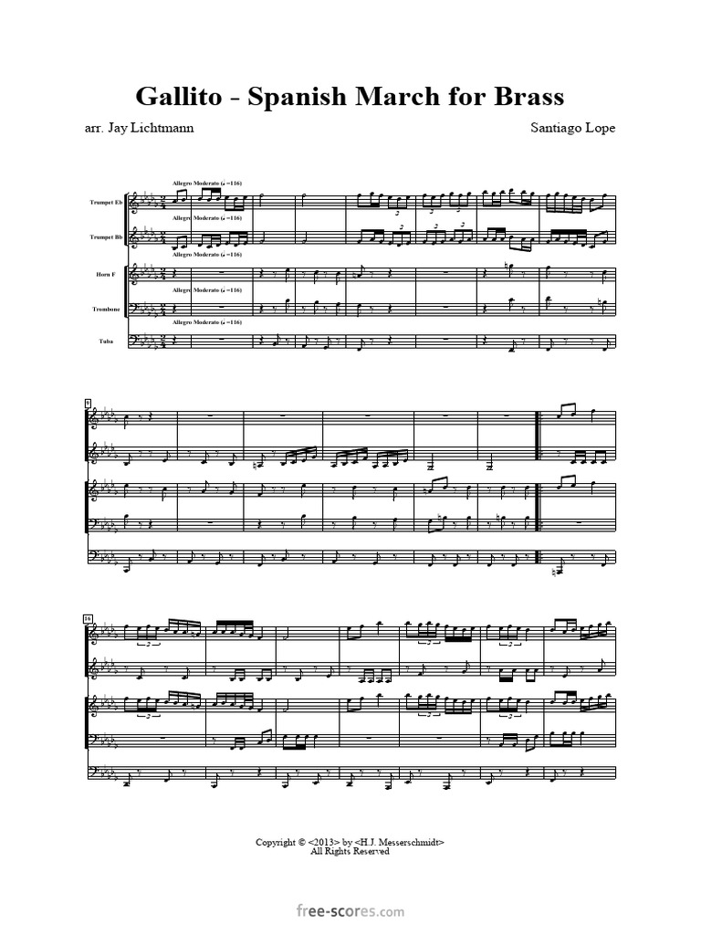  free scores com lope santiago gallito spanish march for brass