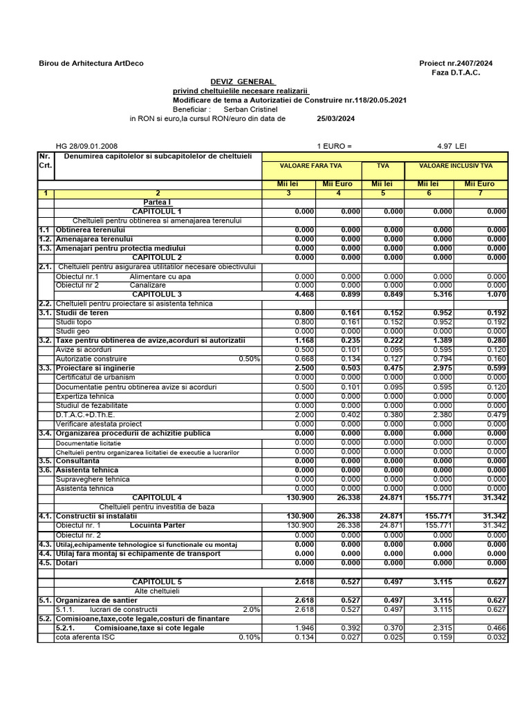 Cheltuieli Proiect Arhitectură 2024 | PDF | Computers | Technology ...