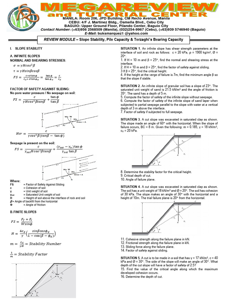 Slope Stability and Bearing Capacity Analysis | PDF | Deep Foundation ...