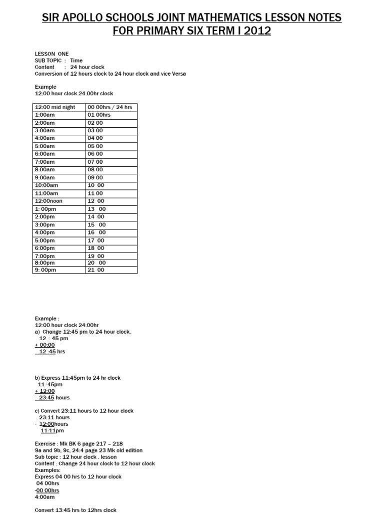 Primary Six Math: Time & Speed Lessons | PDF | Area | Speed