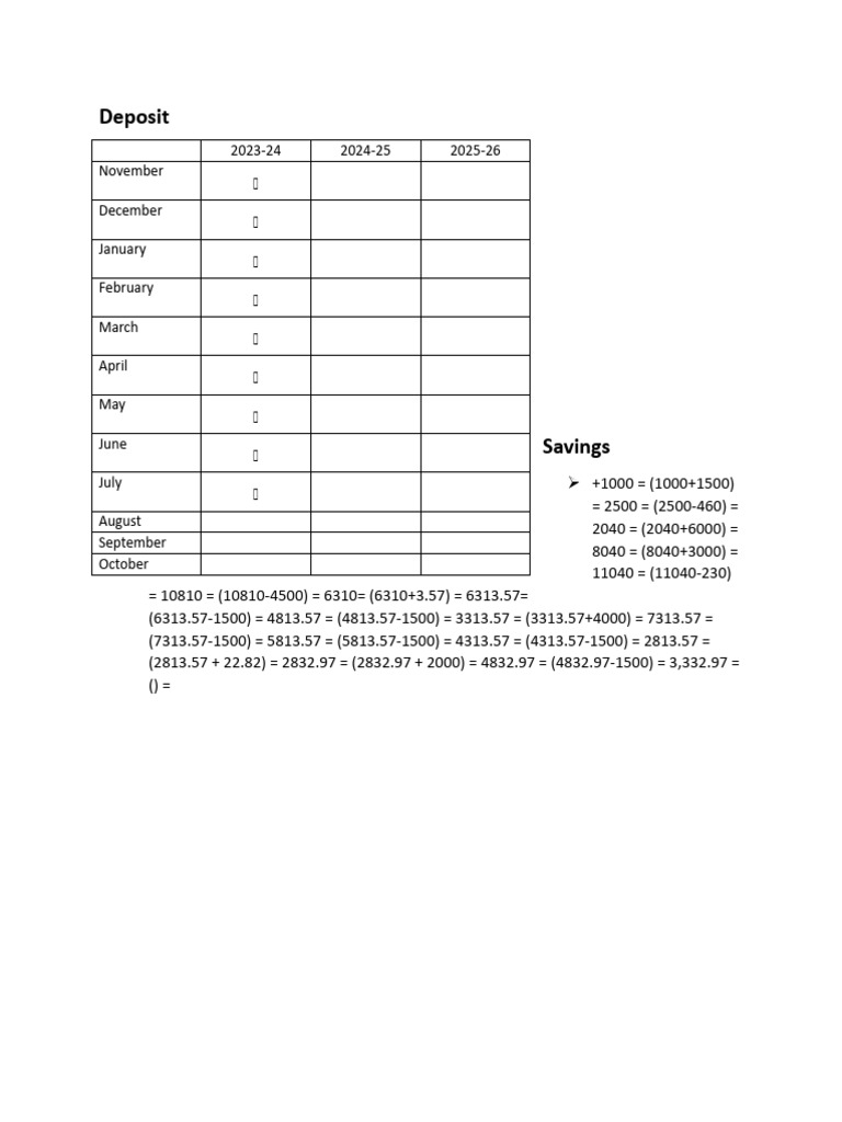 Savings Deposit Calculation Breakdown | PDF
