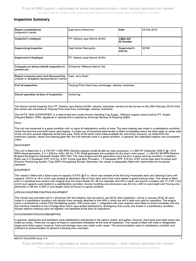 Final eCMID Report for SMS Supporter | PDF | Anchor | Ships