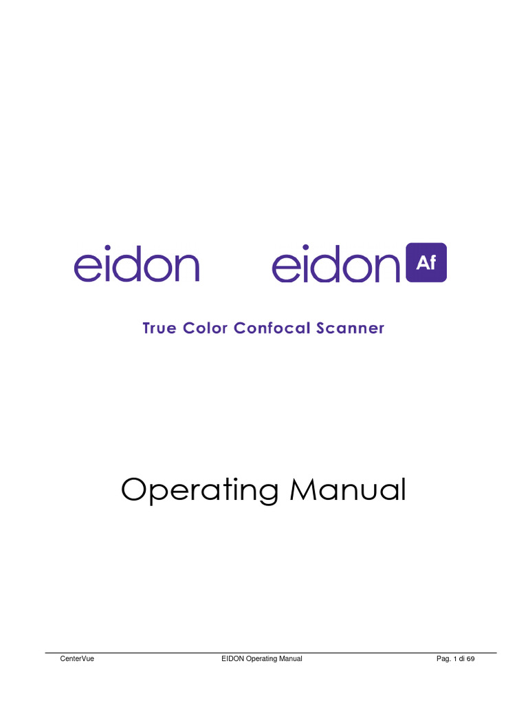 CenterVue EIDON Operating Manual | PDF | Autofocus | Usb