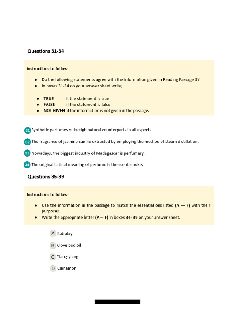 Questions 31-34: Instructions To Follow | PDF