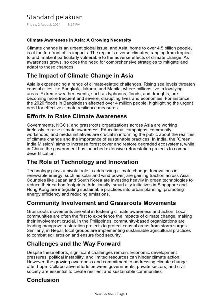 Climate Change Awareness in Asia | PDF | Climate Change | Climate ...