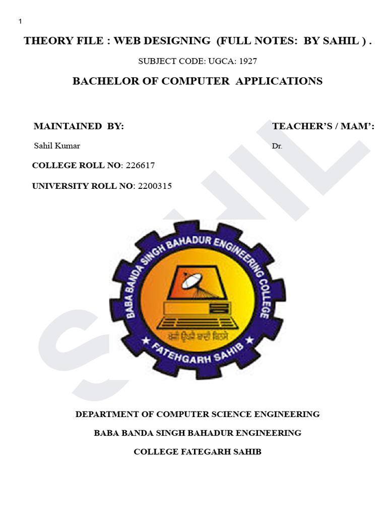 Web Designing Notes for BCA 4th Sem | PDF | Html Element | Hyperlink