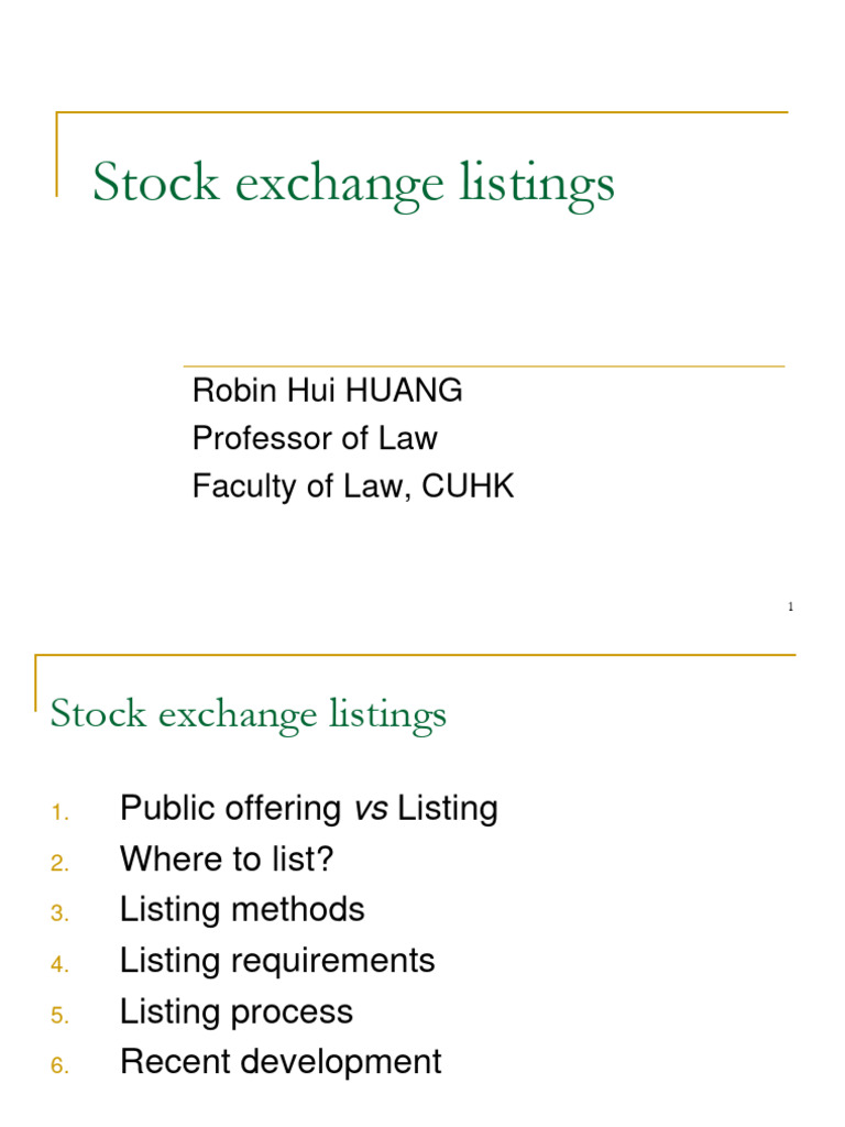 Stock Exchange Listing Guide | PDF | Securities (Finance) | Initial ...