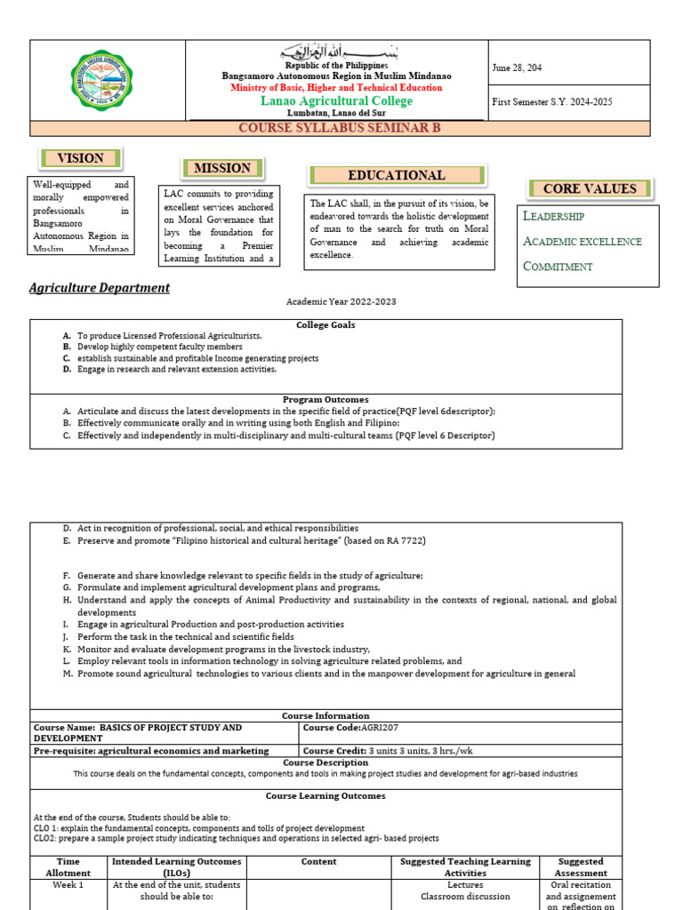 Agriculture Project Development Syllabus | PDF | Feasibility Study ...