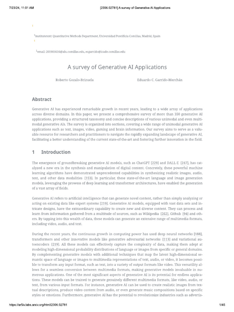 A Survey of Generative AI Applications | PDF