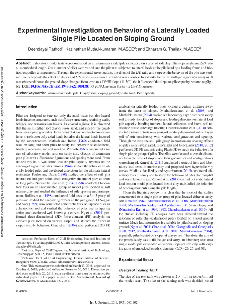 Experimental Investigation On Behavior of A Laterally Loaded | PDF ...