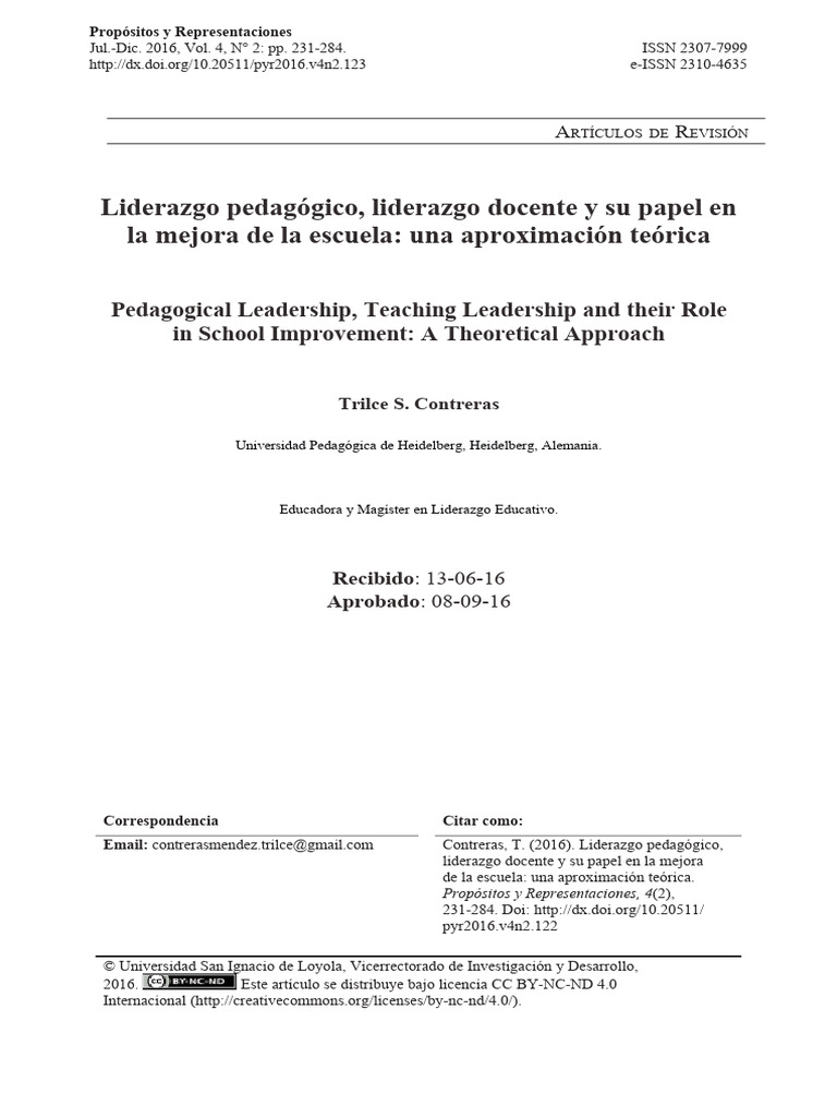 Liderazgo Pedagógico y Mejora Escolar | PDF | Maestros | Liderazgo