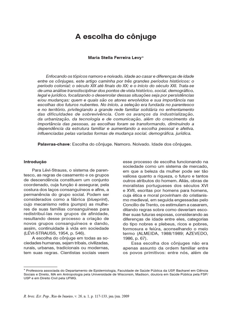 Artigo - A Escolha Do Conjuge | PDF | Casamento | Família