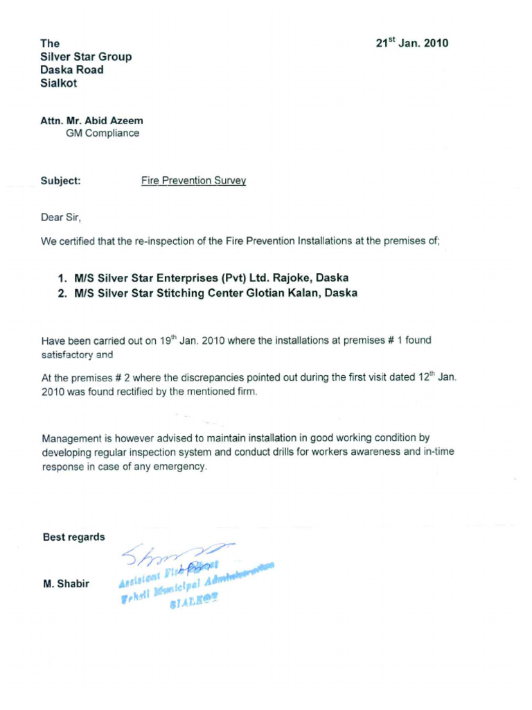 3 - Fire Department Inspection Report | PDF