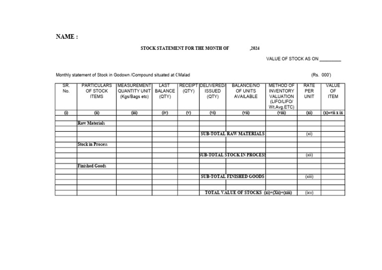 Monthly Stock Valuation Report | PDF