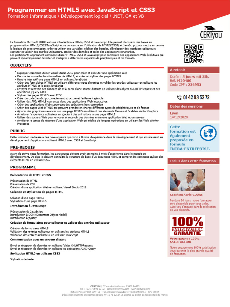 Formation HTML5, CSS3 et JavaScript | PDF | JavaScript | Html