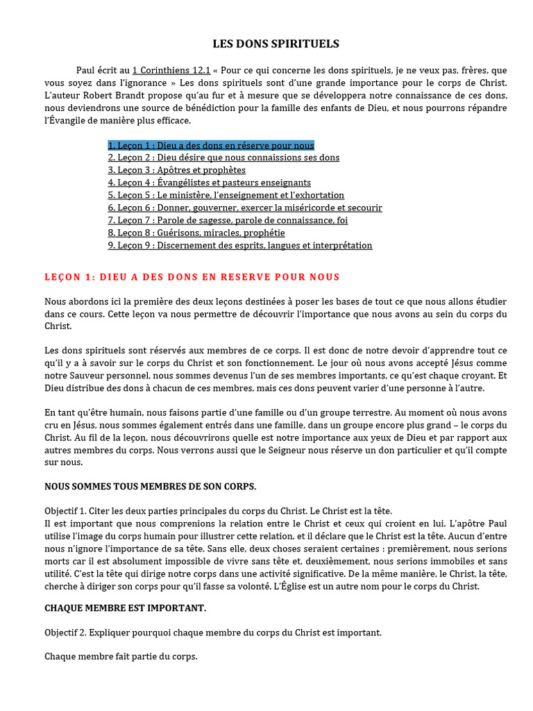 Comprendre les dons spirituels | PDF | Saint-Esprit | Prophète