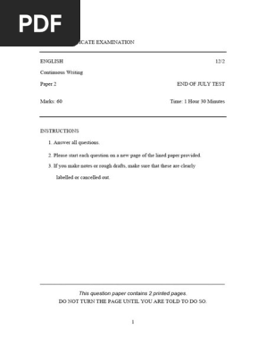 English Paper 2 Chaol Form3