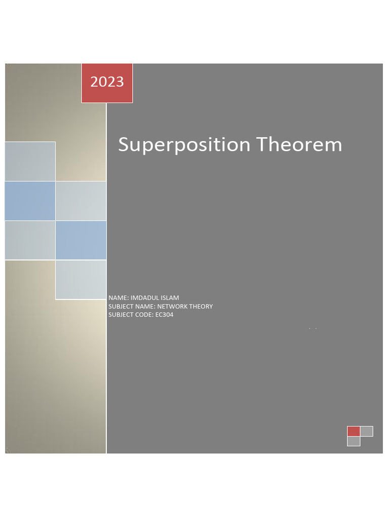 Superposition Theorem Pdf Electrical Network Network Analysis