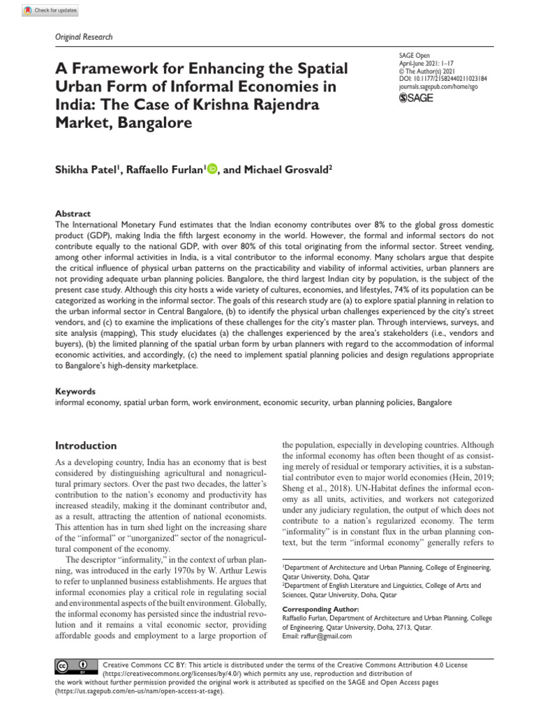 Spatial Patterns of Informal Economy in Bangalore | PDF | Bangalore ...
