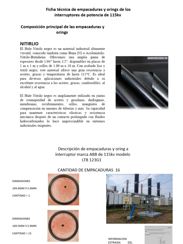 Empacaduras y O-rings para Interruptores 115kV | PDF | Ingeniería mecánica
