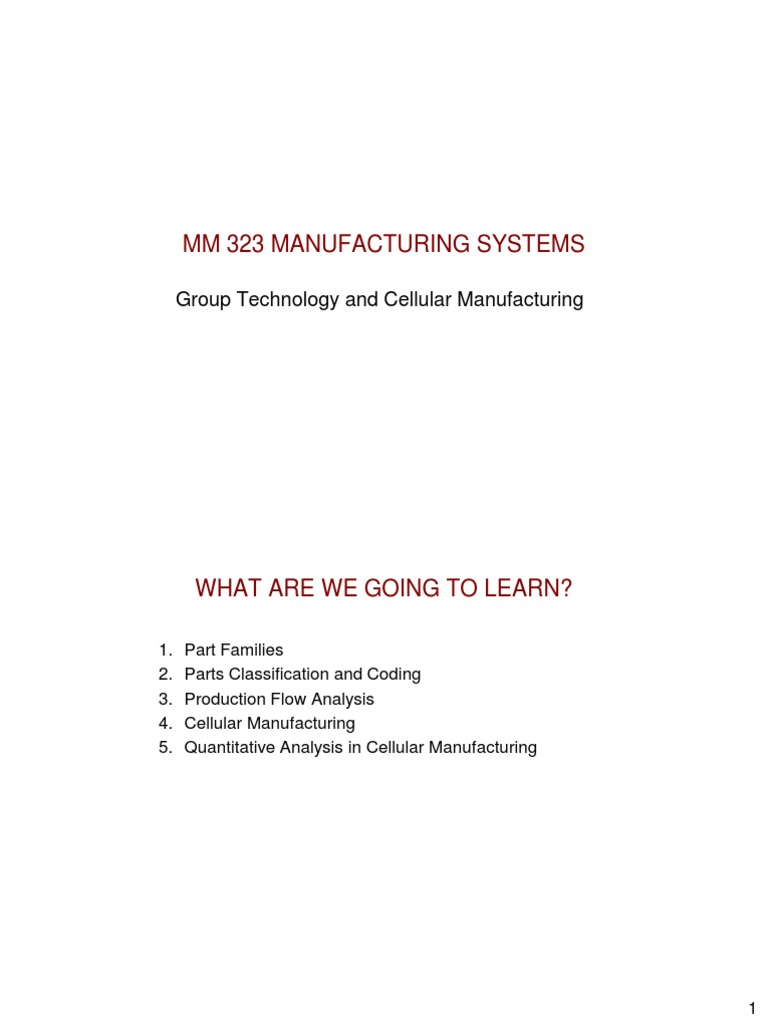 Group Technology and Cellular Manufacturing | PDF | Machines | Automation