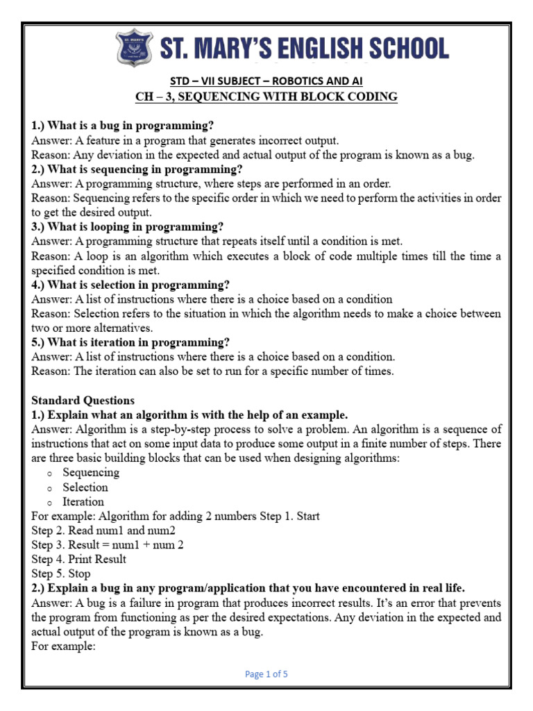 Stdviiroboticsandaich 3, Sequencingusingblockcoding | PDF | Algorithms ...