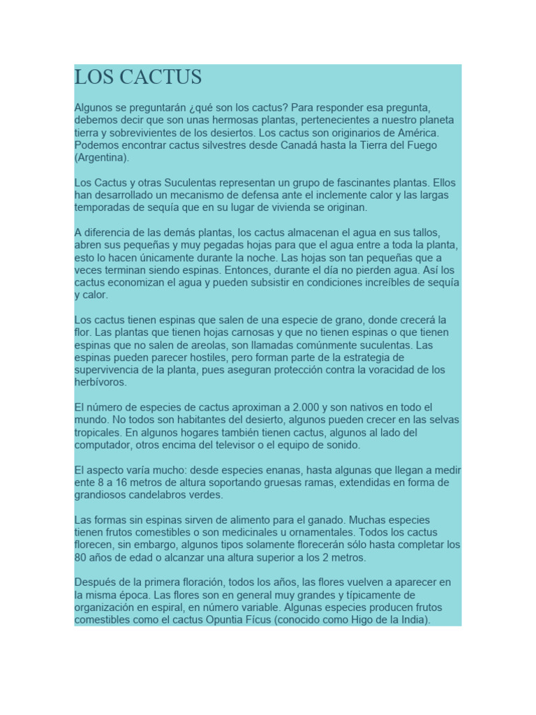 Los Cactus | PDF | Desierto | Plantas