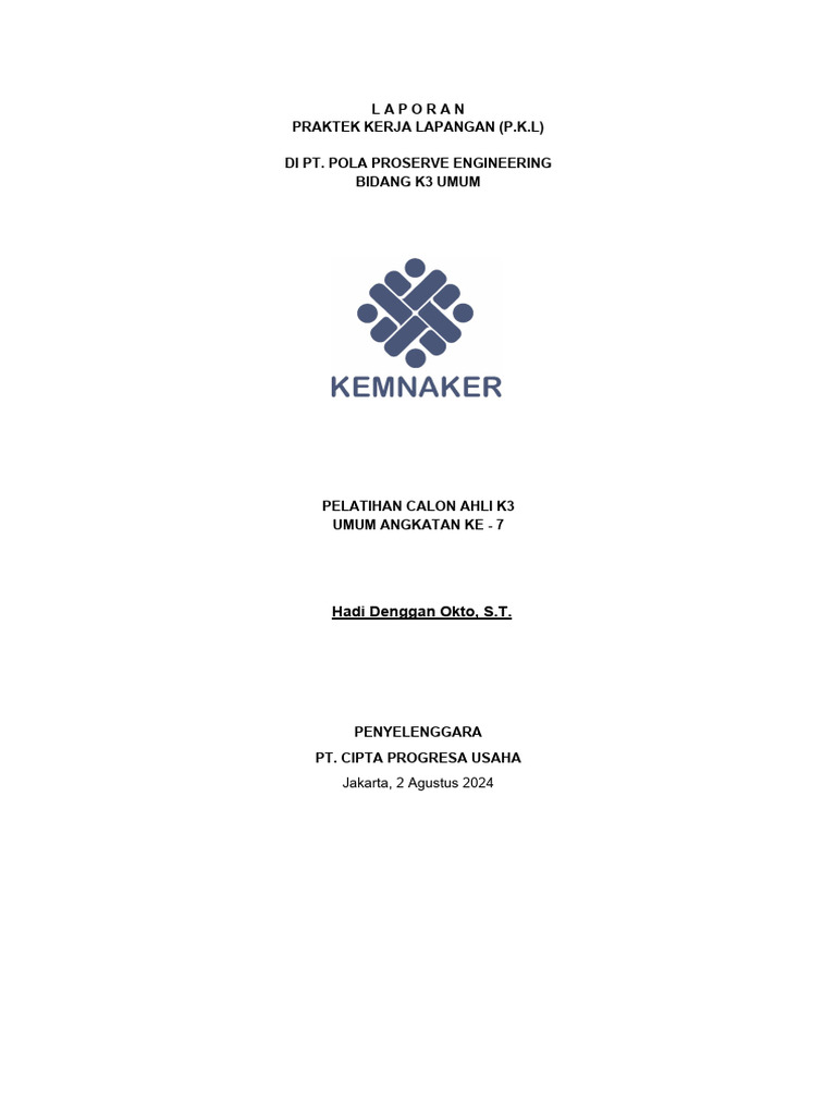 Laporan PKL di PT Pola Proserve Engineering | PDF