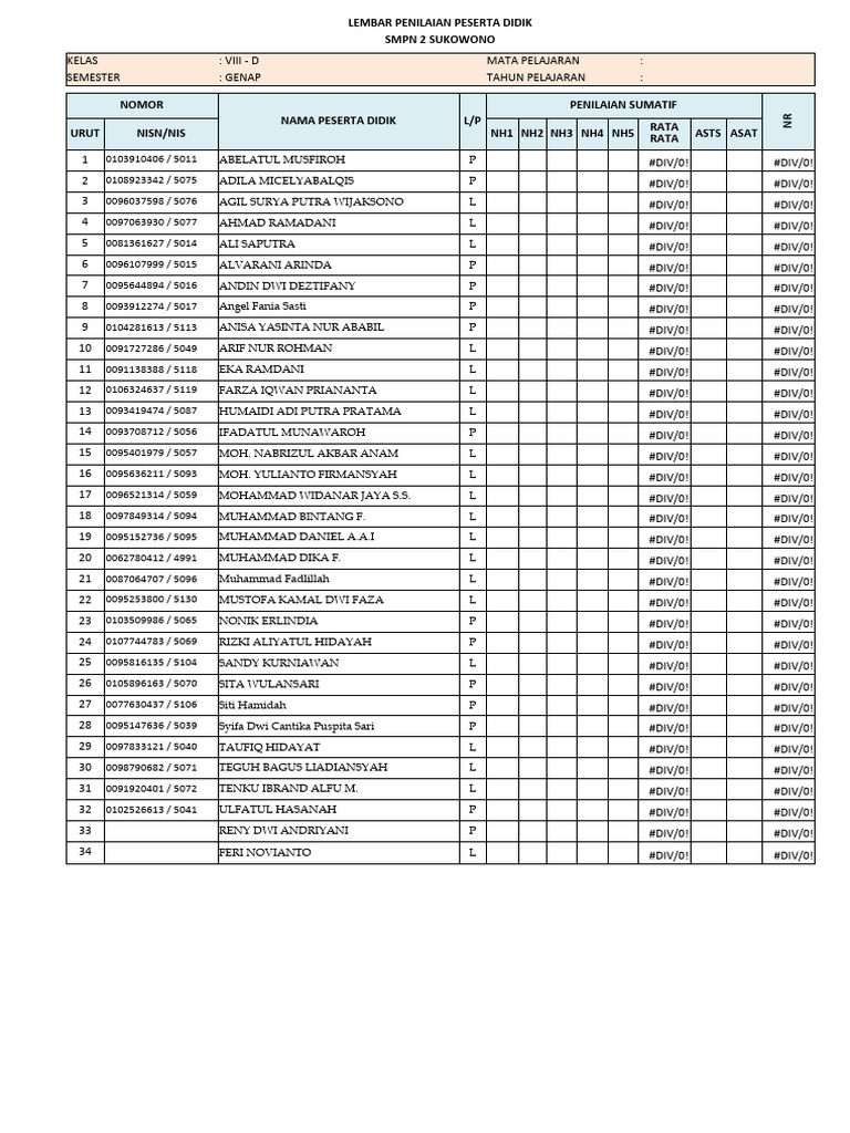 Penilaian Sumatif Siswa SMPN 2 | PDF