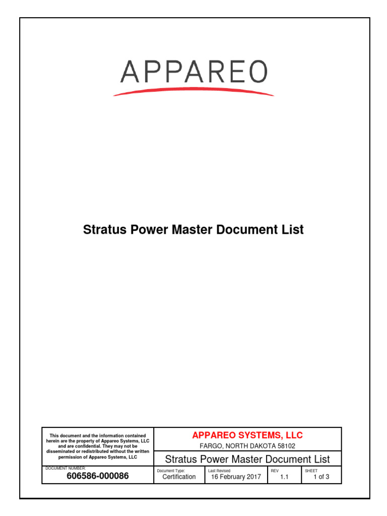 Stratus Power Master Document List | PDF | Computing