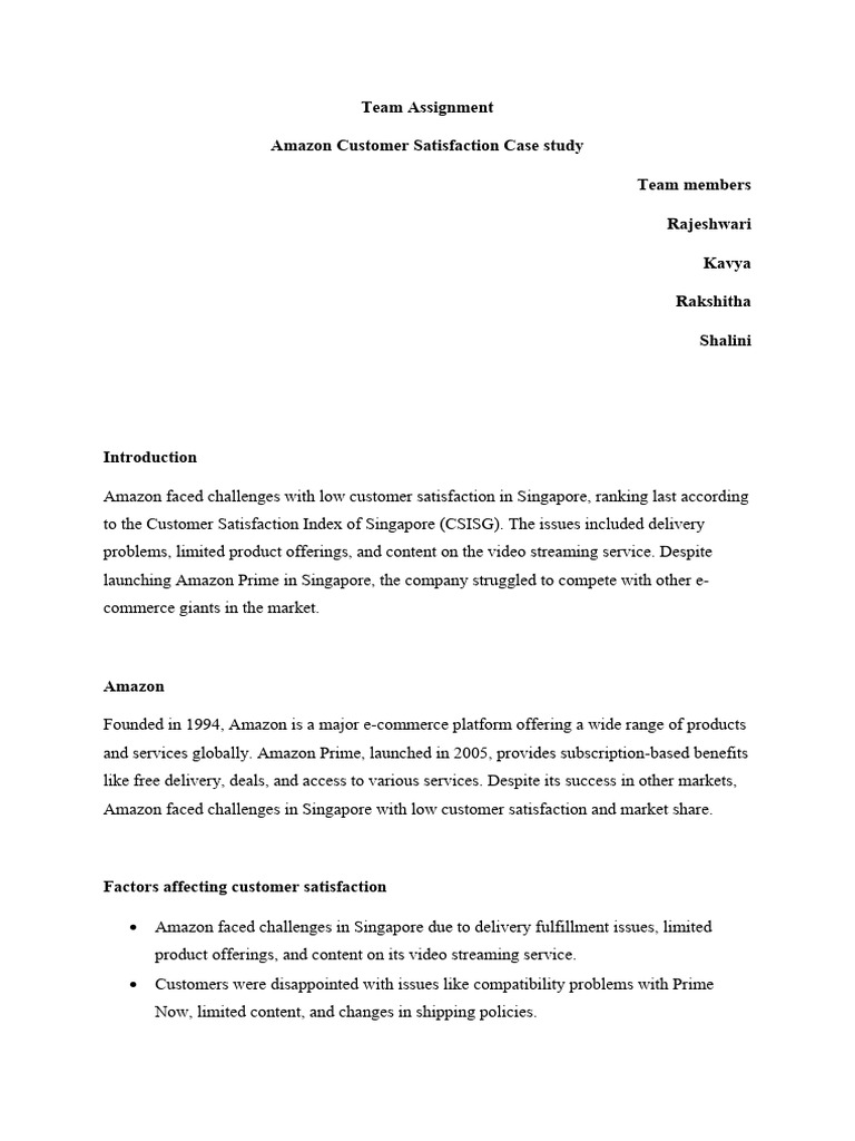 Amazon Customer Satisfaction Case Study Kavya | PDF | Statistical ...