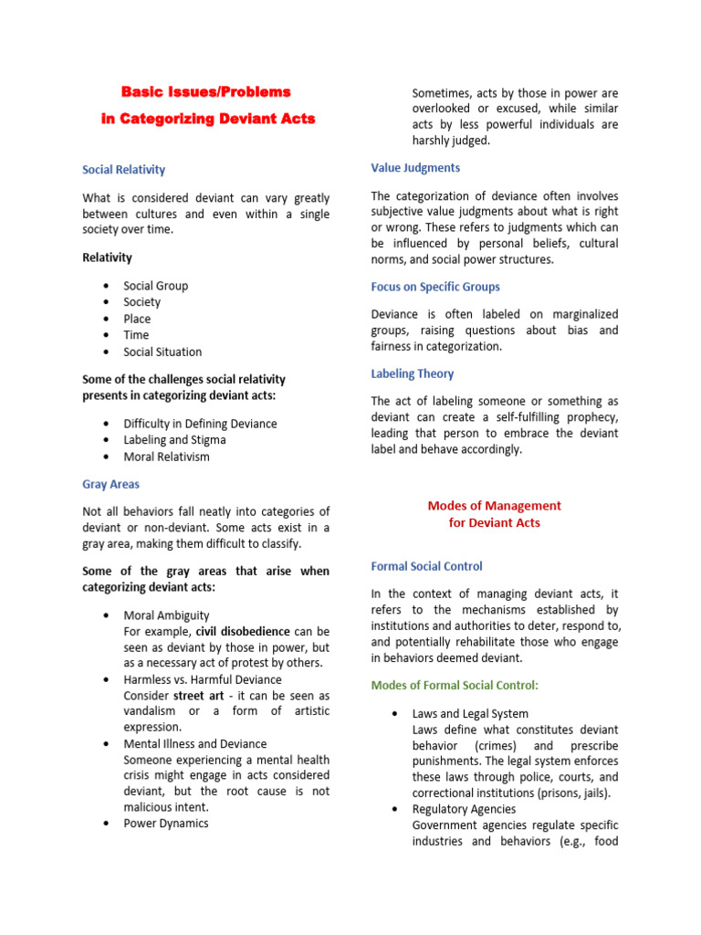 Understanding Deviance and Its Management | PDF | Deviance (Sociology ...