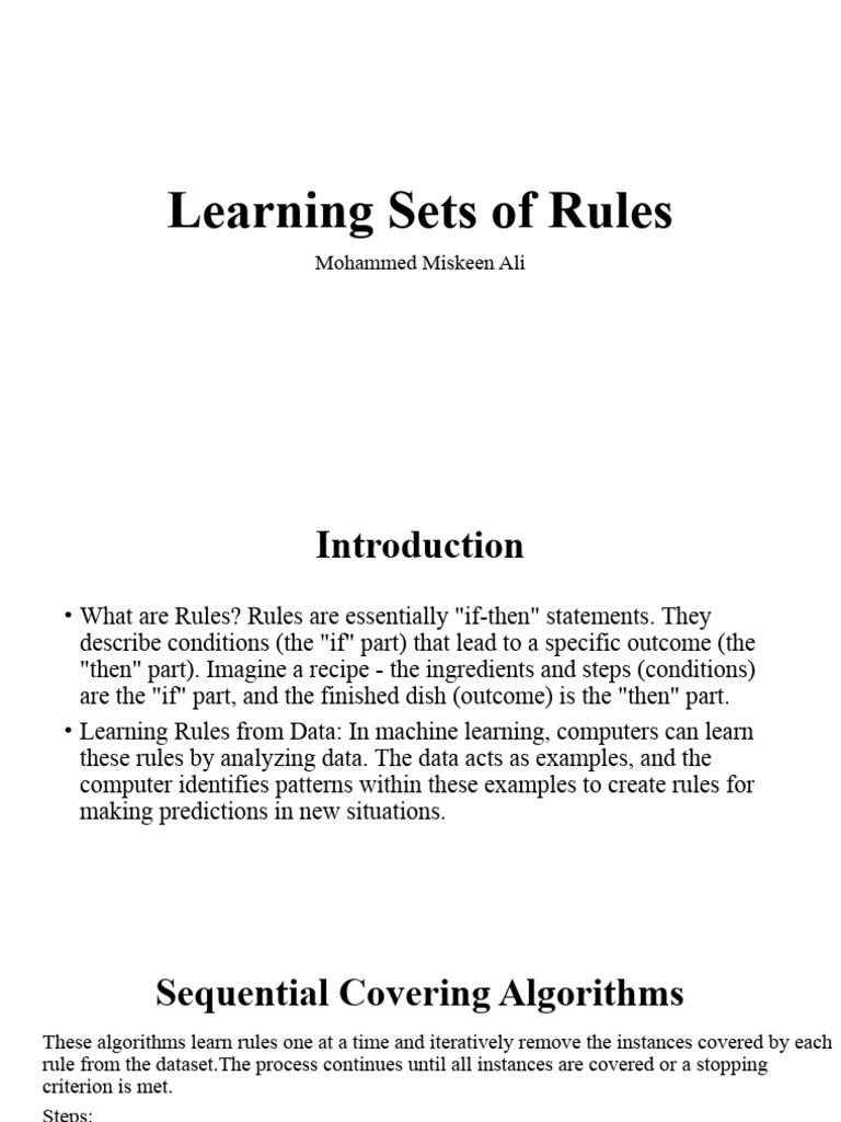 4.2 Learning Sets of Rules | PDF | Deductive Reasoning | First Order Logic