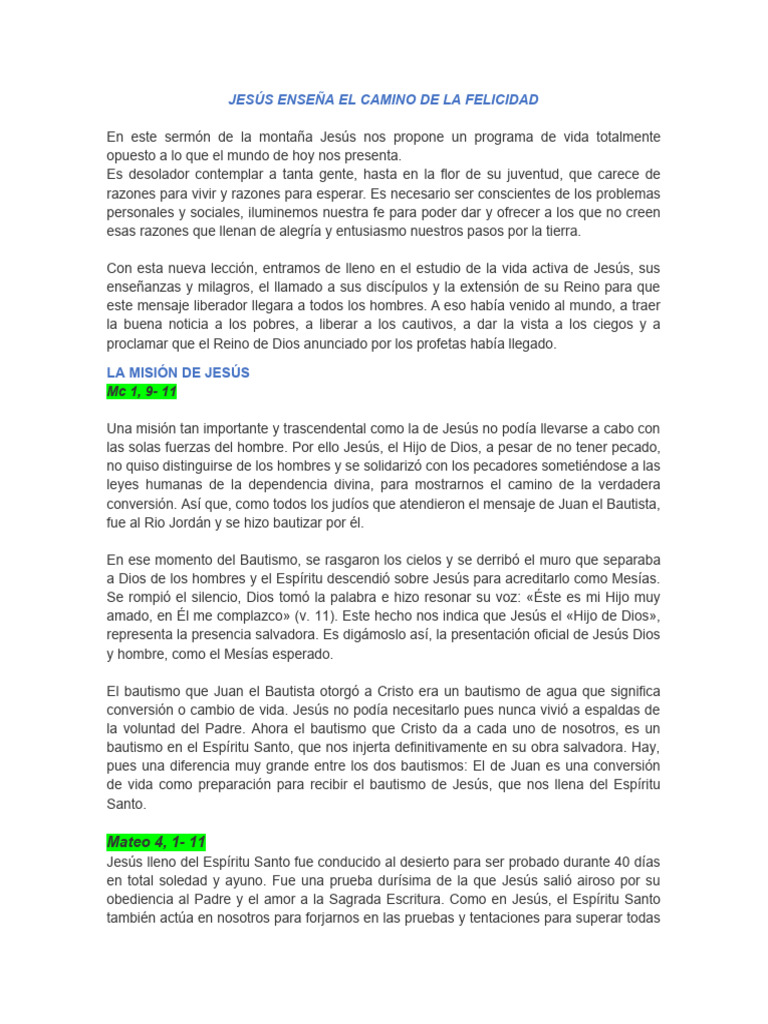 Camino de la felicidad según Jesús | PDF | Jesús | Cristo (título)