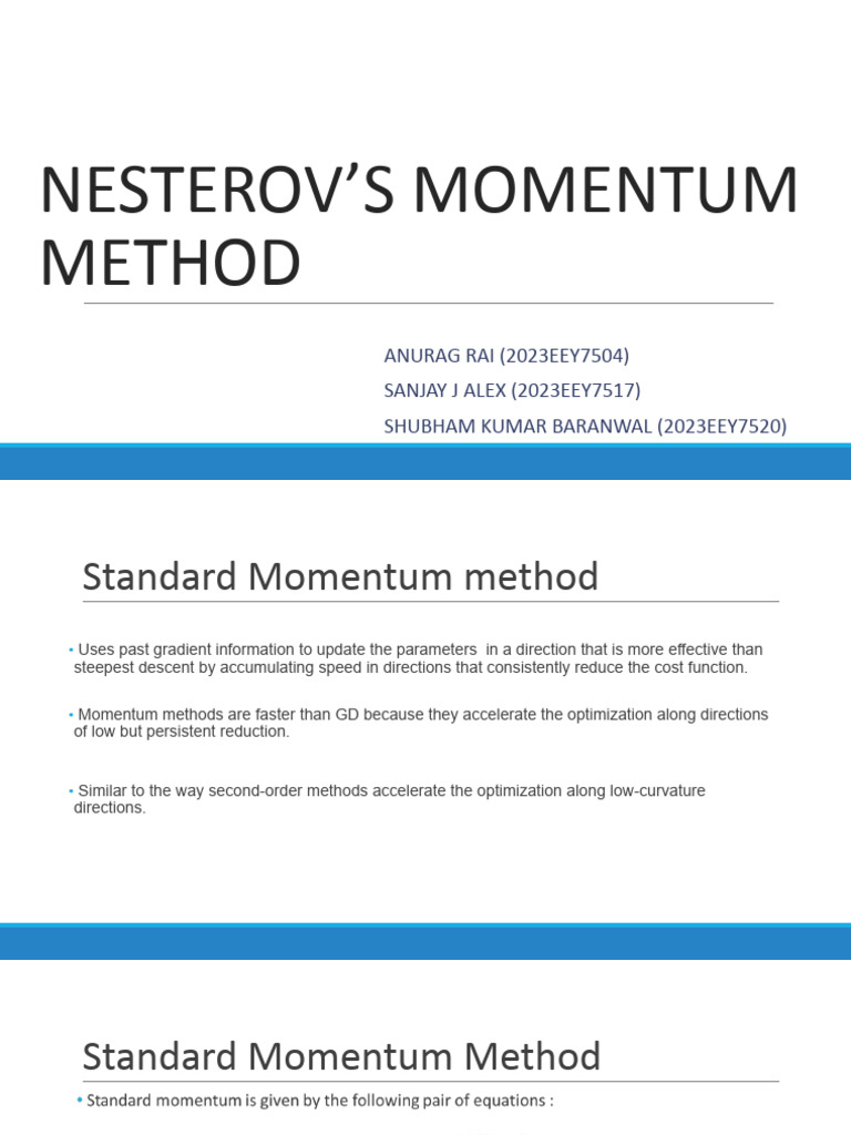 Nesterov's Momentum Method | PDF | Algorithms | Mathematical Analysis