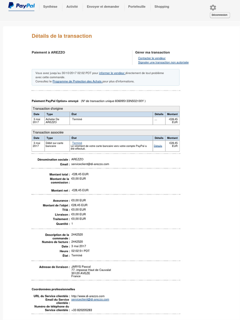 Transaction PayPal : Détails et Assistance | PDF | Banques | PayPal