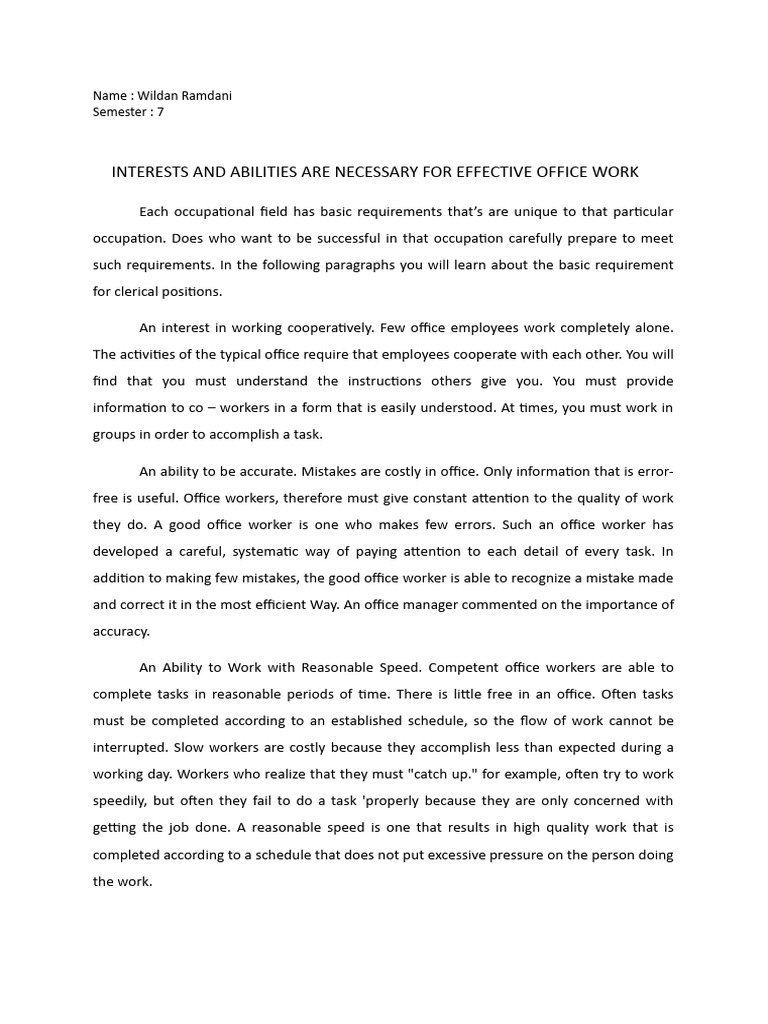 Wildan R - Interests and Abilities Are Necessary For Effective Office ...