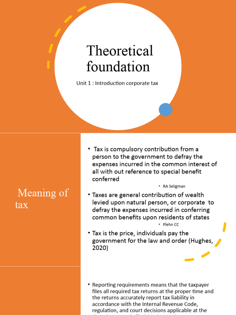 Unit 1 Corporate Taxation Pdf Taxes Indirect Tax