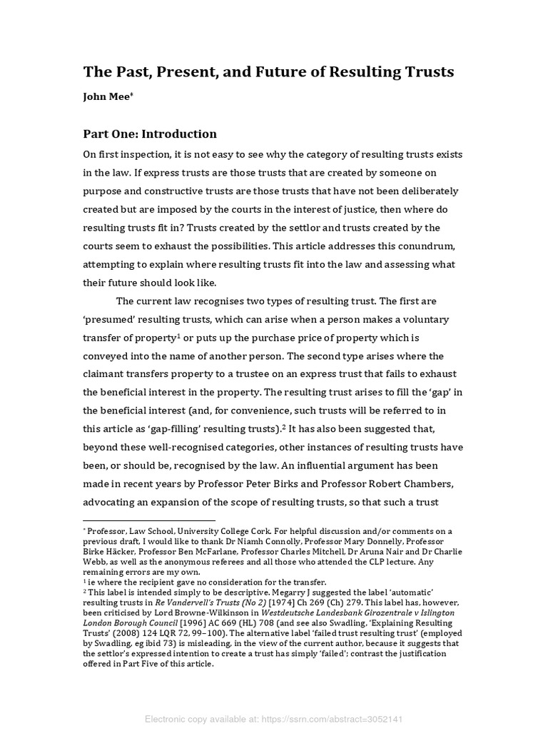 Resulting Trust | PDF | English Trust Law | Common Law