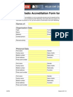 TV and Radio Accreditation Form For Season 2011/12: Games Of: Organisation Data