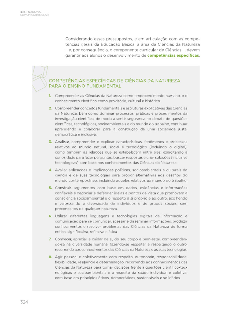Competencias de Ciencias Da Natureza | PDF