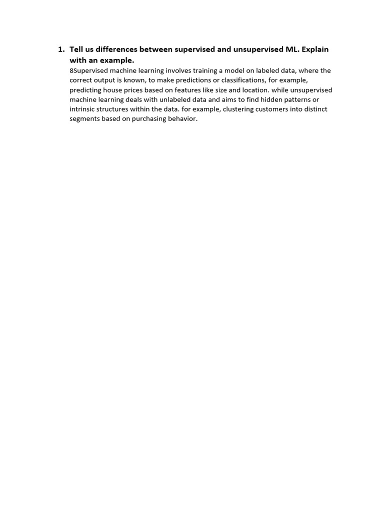 Tell Us Differences Between Supervised and Unsupervised ML | PDF ...
