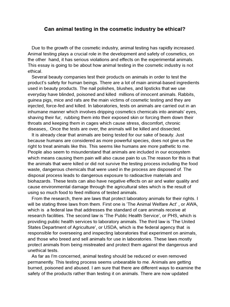 Ethical Concerns in Cosmetic Animal Testing | PDF | Animal Testing ...