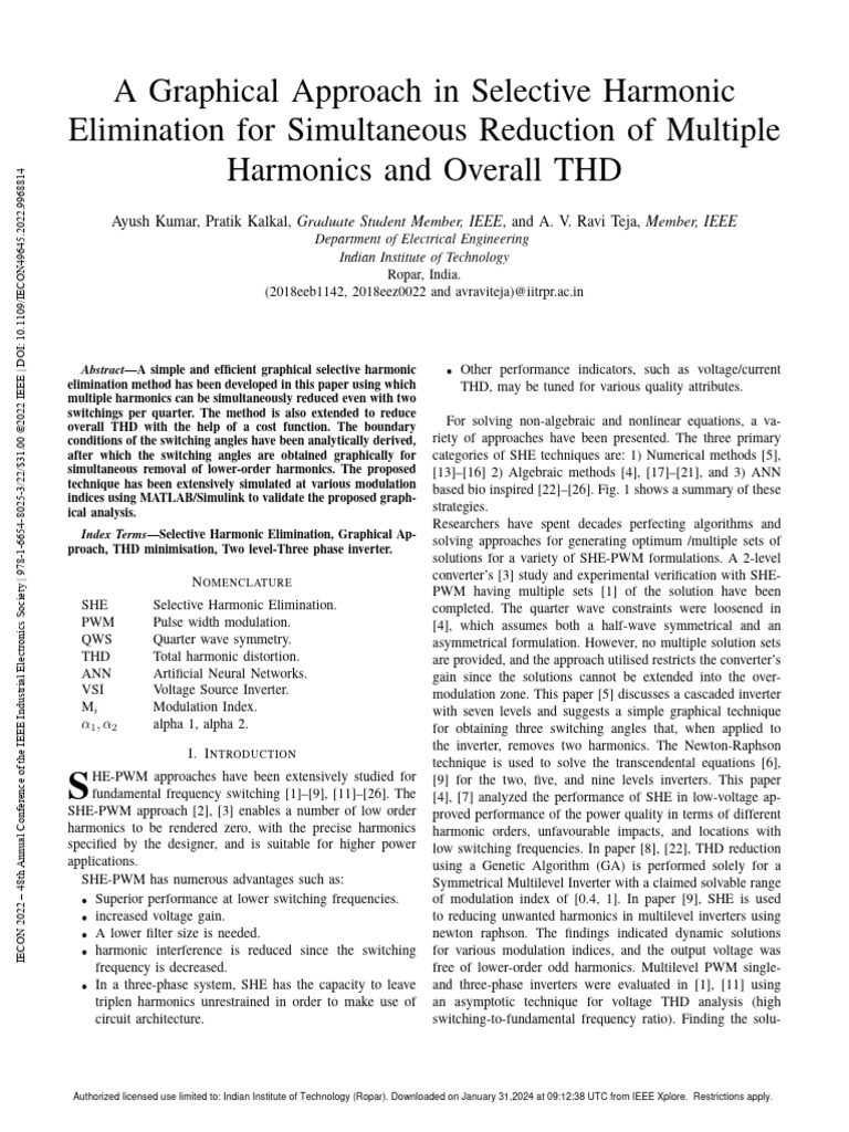 A Graphical Approach in Selective Harmonic Elimination For Simultaneous ...