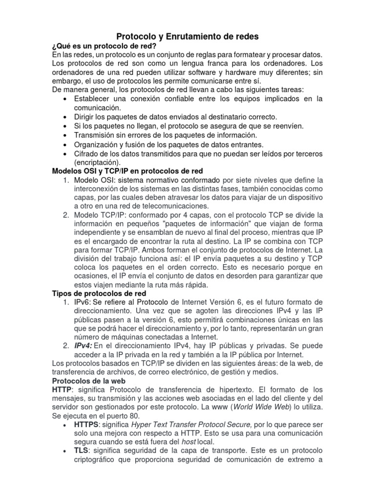 Protocolo y Enrutamiento de Redes | PDF | Transport Layer Security ...