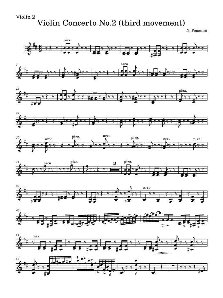 Violin Concerto No 2 Op 7 La Campanella Niccol Paganini Movement Pdf