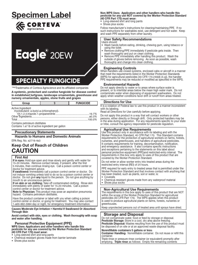 Myclobutanil Fungicide Label Information | PDF | Pump | Irrigation