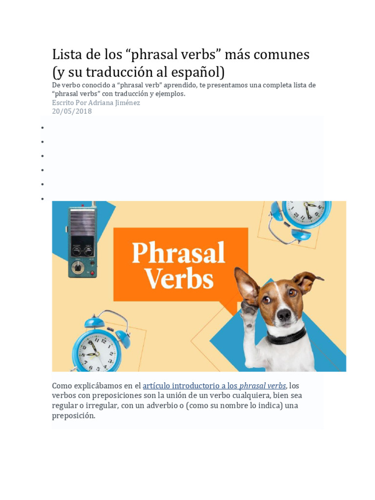 Phrasal Verbs Mas Usados Pdf Tipología Lingüística Lingüística